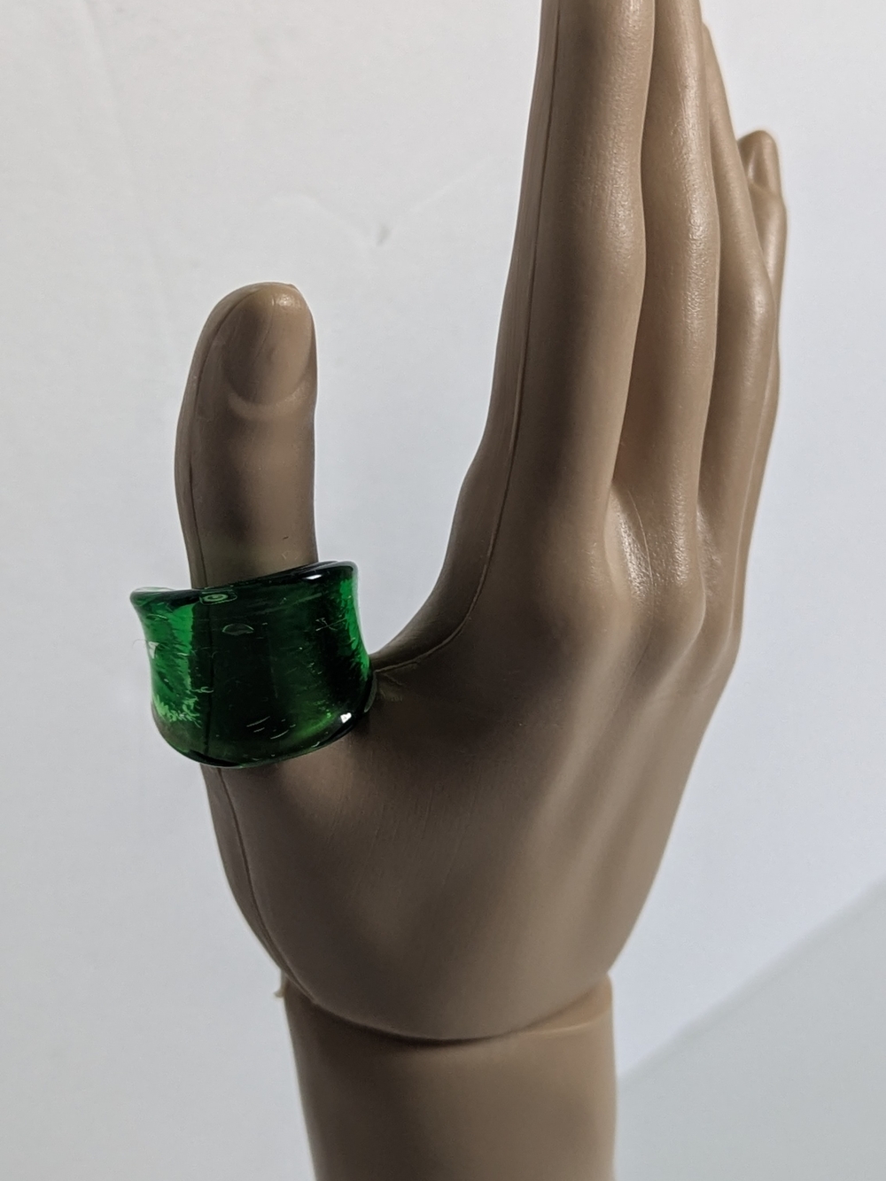 Translucent Emerald Green Glass Ring